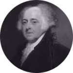 grey scale circle icon with portrait of John Adams